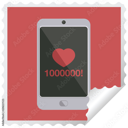 mobile phone showing 1000000 likes graphic vector illustration square sticker stamp