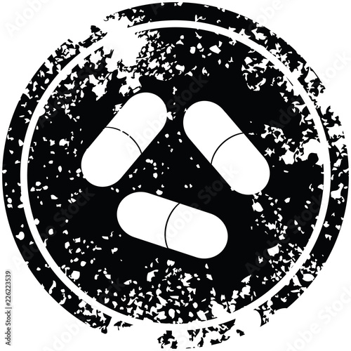 pills circular distressed symbol