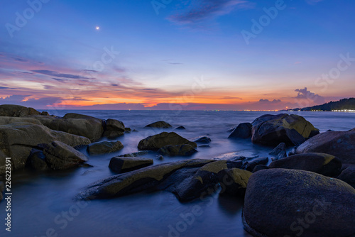 Sunset view at the beach in Rayong, Thailand photo