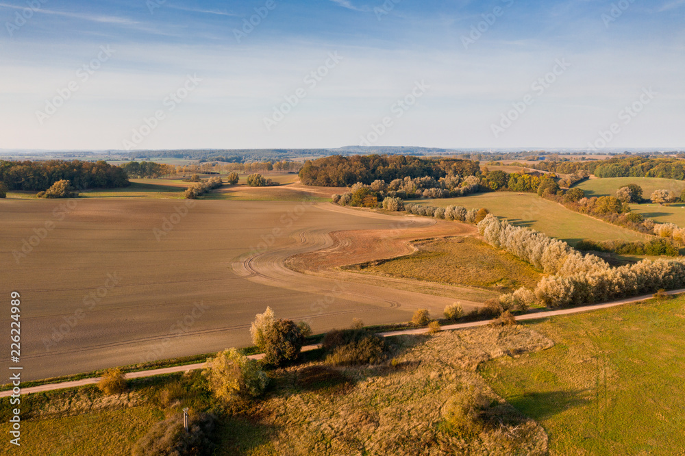 Meadows in autumn - aerial view Meadows in autumn - aerial view