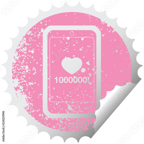 mobile phone showing 1000000 likes graphic distressed sticker