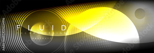 Vector blurred neon glowing circles with flowing and liquid light concept, energy magic fantastic abstract background