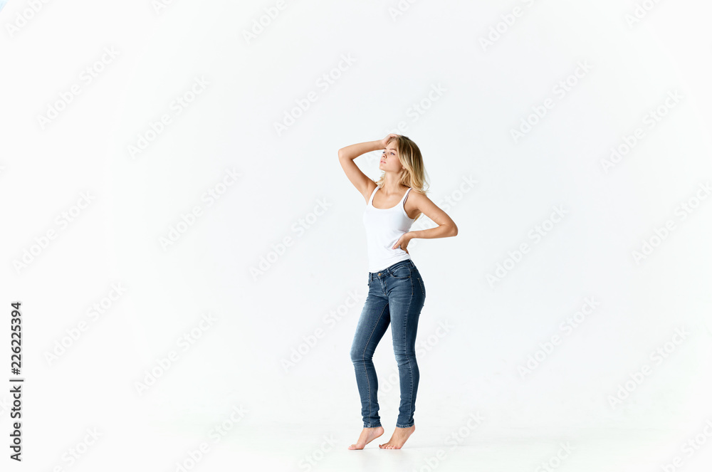 woman in white topic on a light background woman in white topic on a light background