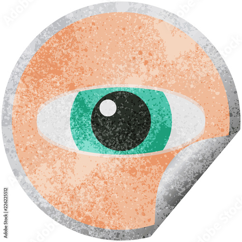 staring eye graphic circular sticker