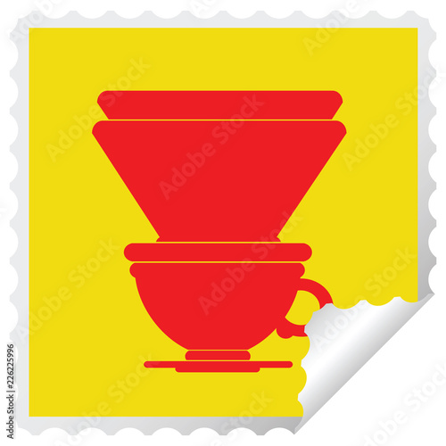 coffee filter cup square peeling sticker