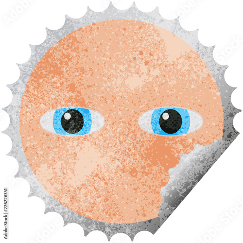 staring eyes round sticker stamp