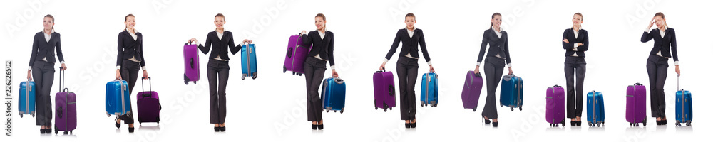Woman with suitacases preparing for summer vacation Woman with suitacases preparing for summer vacation