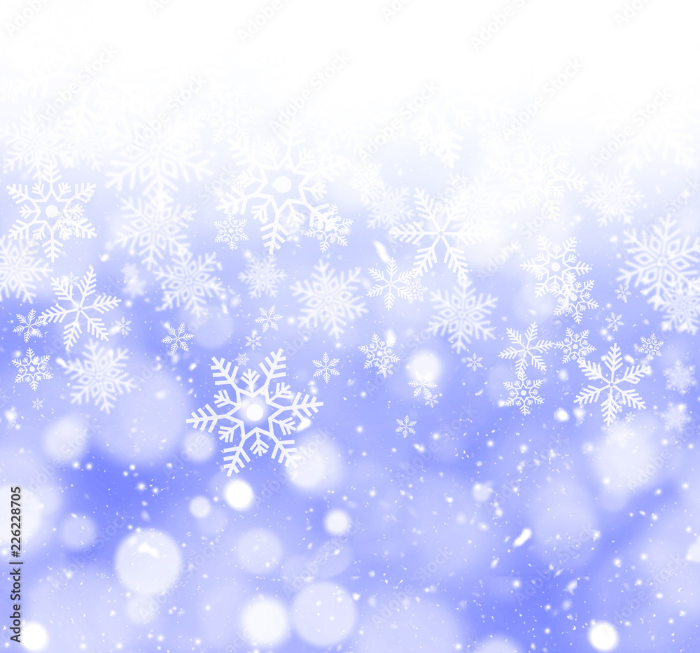 Abstract Blue Snowflakes Holiday Background