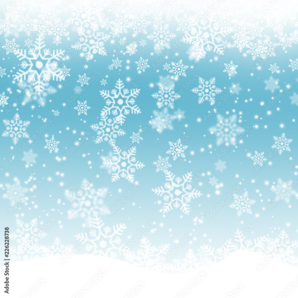 Abstract Blue Snowflakes Holiday Background