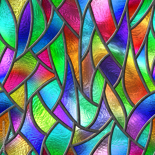 Photo Colored glass seamless texture with pattern for window, stained glass,  3d illus