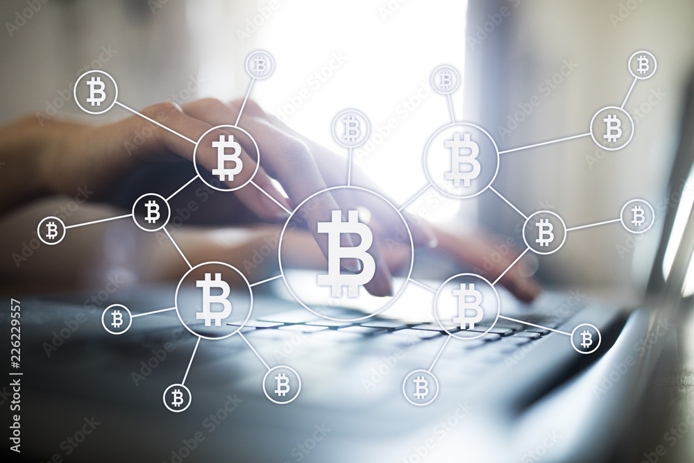 Bitcoin cryptocurrency. Market trading, Financial technology and digital money concept.