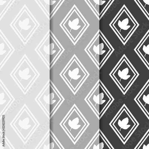 seamless geometric abstract pattern with floral motive rhombus and leave