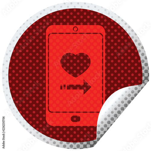 dating app on cell phone circular peeling sticker