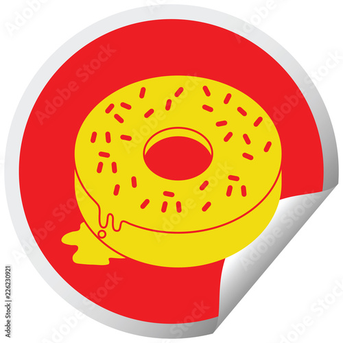 Tasty donut circular peeling sticker
