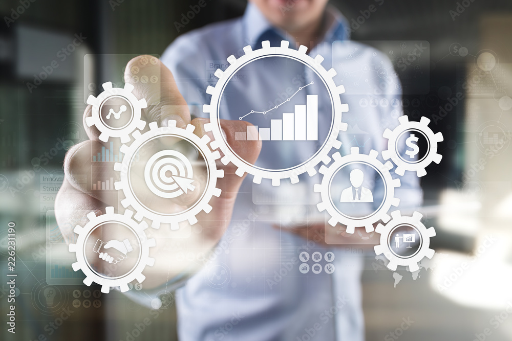 Business process concept on the virtual screen. Business process concept on the virtual screen.
