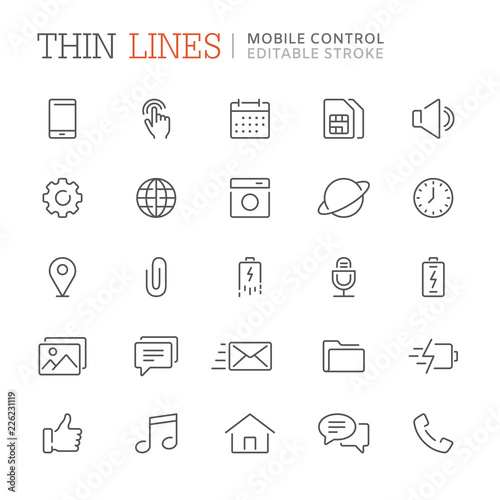 Collection of smartphone related line icons. Vector eps8
