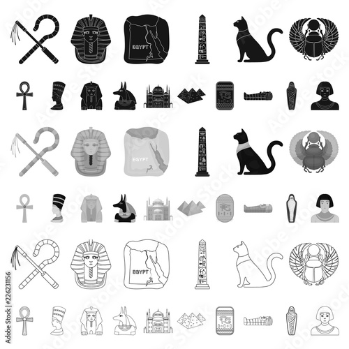 Ancient Egypt cartoon icons in set collection for design. The reign of Pharaoh vector symbol stock web illustration.