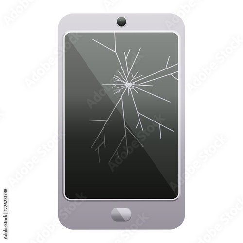 cracked screen cell phone graphic icon