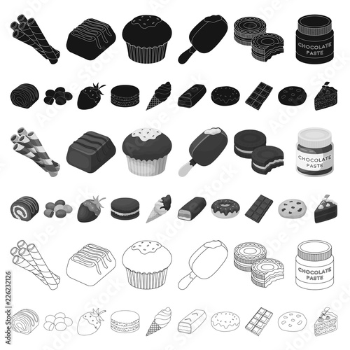Chocolate Dessert cartoon icons in set collection for design. Chocolate and Sweets vector symbol stock web illustration.