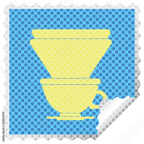 coffee filter cup square peeling sticker