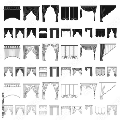 Different kinds of curtains cartoon icons in set collection for design. Curtains and lambrequins vector symbol stock web illustration.