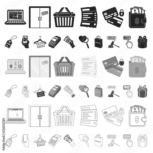 E-commerce, Purchase and sale cartoon icons in set collection for design. Trade and finance vector symbol stock web illustration.