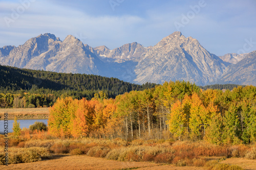 Scenic Landscape of the Tetons in Autumn