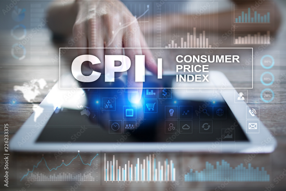 CPI. Consumer price index concept on virtual screen. CPI. Consumer price index concept on virtual screen.