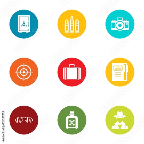 Photo hunting icons set. Flat set of 9 photo hunting vector icons for web isolated on white background