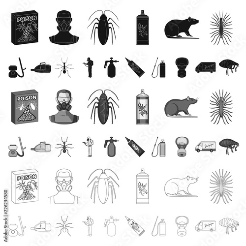 Pest, poison, personnel and equipment cartoon icons in set collection for design. Pest control service vector symbol stock web illustration.