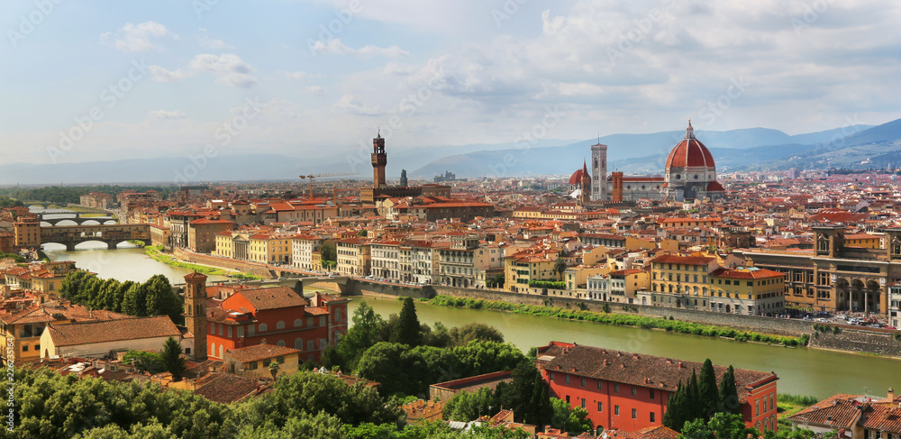 Florence skyline with Florence Cathedral, Palazzo Vecchio and Ponte Vecchio