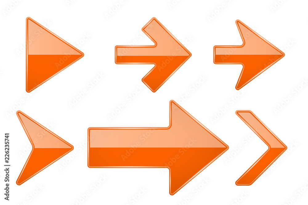 Orange arrows. Shiny 3d glass icons Orange arrows. Shiny 3d glass icons
