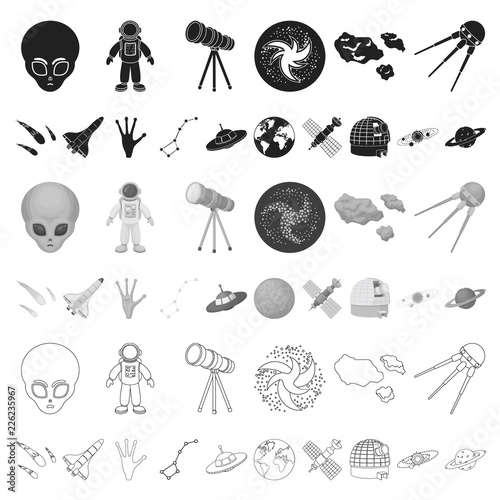 Space technology cartoon icons in set collection for design.Spacecraft and equipment vector symbol stock web illustration.