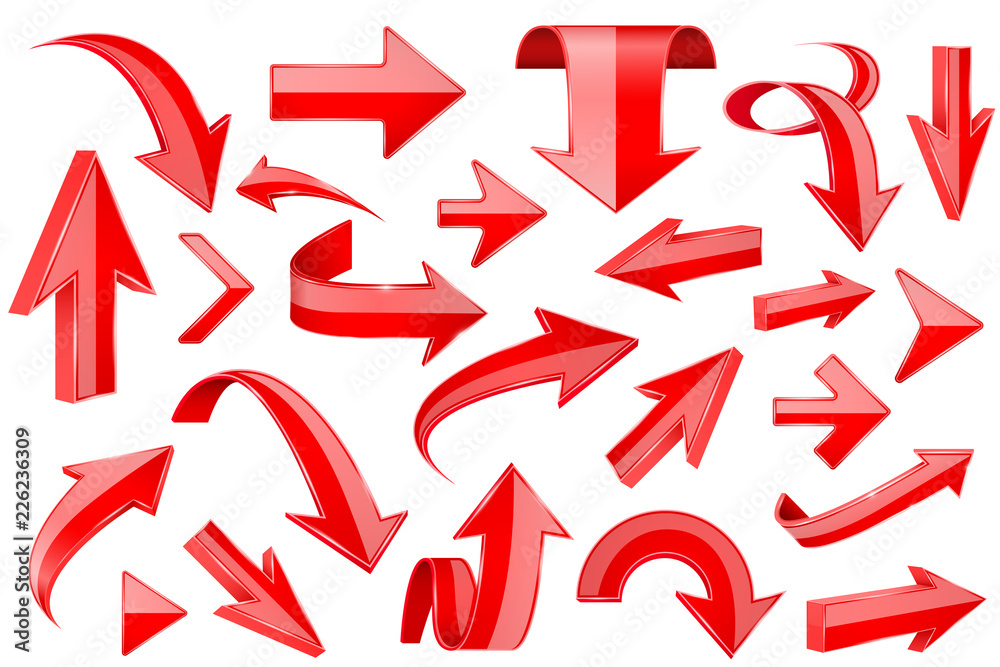 Red arrows. Shiny 3d signs Red arrows. Shiny 3d signs
