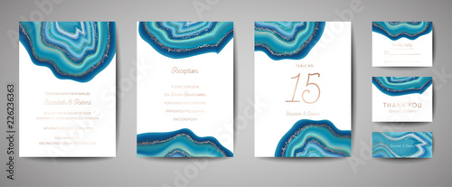 Wedding fashion geode or marble template, artistic covers design, colorful texture, realistic backgrounds. Trendy pattern, geometric brochure, save the date cards, graphic poster. Vector illustration. photo