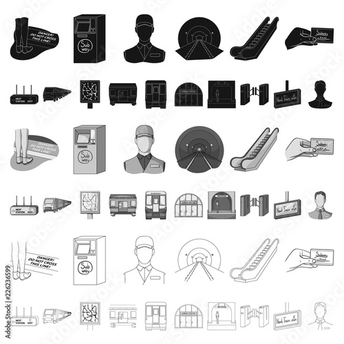 Metro, subway cartoon icons in set collection for design.Urban transport vector symbol stock web illustration.