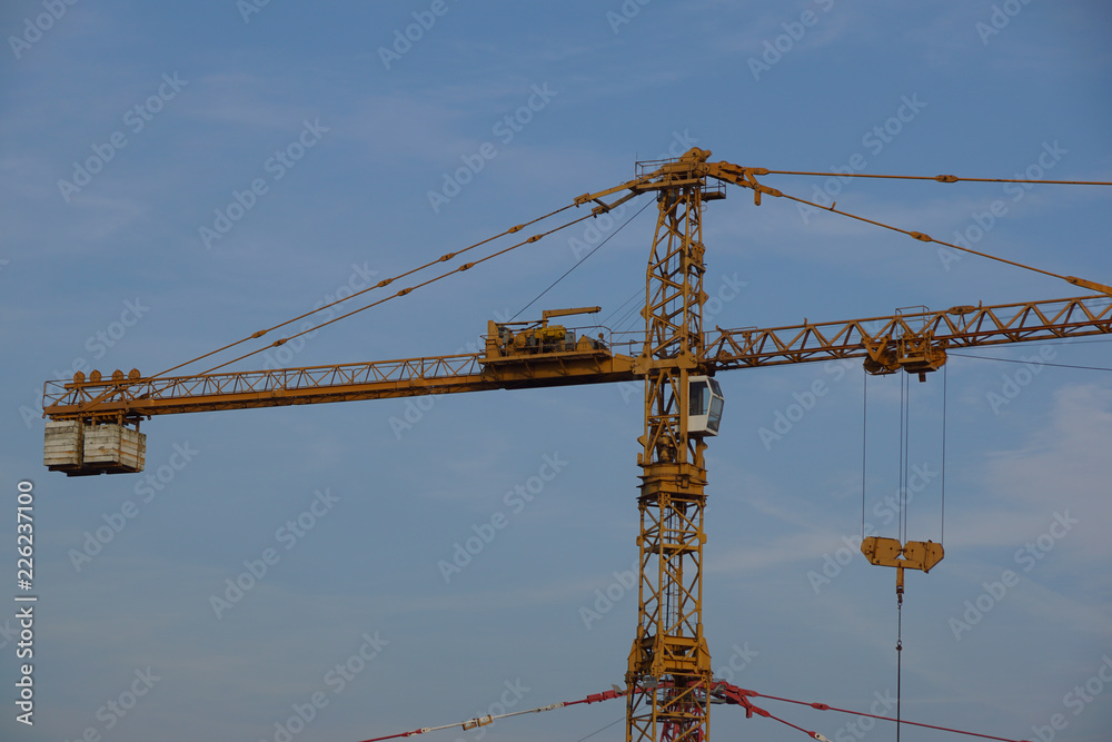 crane tower on sky background at construction site crane tower on sky background at construction site