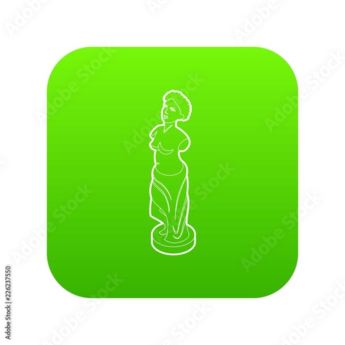 Statue icon green vector isolated on white background