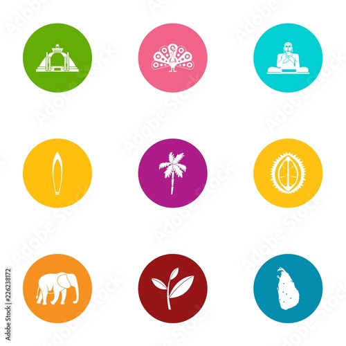 Buddha icons set. Flat set of 9 buddha vector icons for web isolated on white background