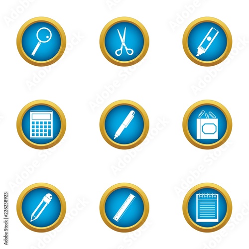Office plankton icons set. Flat set of 9 office plankton vector icons for web isolated on white background