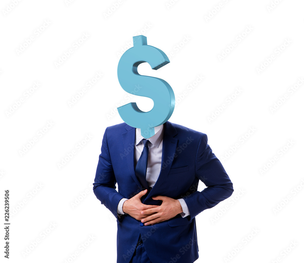 Businessman with dollar sign instead of head Businessman with dollar sign instead of head