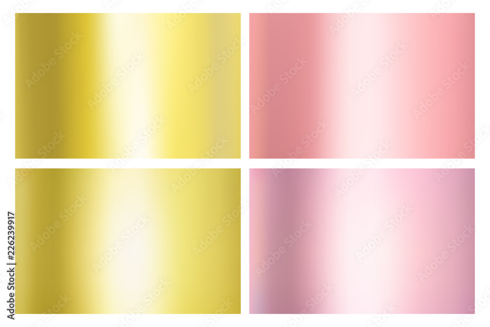 Golden and gold rose mesh gradient set. Vector illustration for your design.