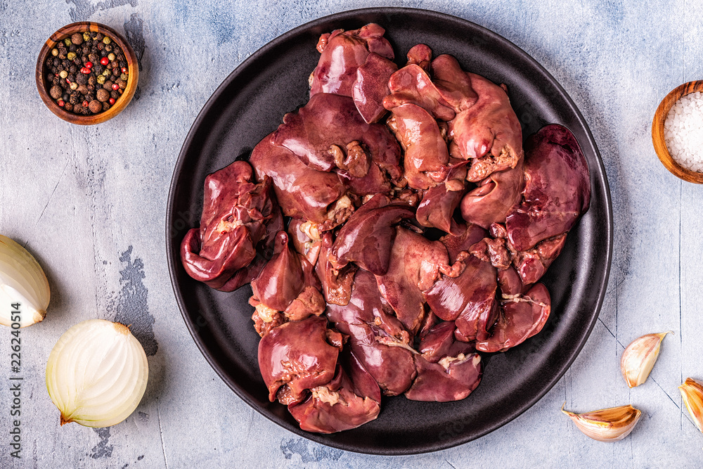 Raw chicken liver.