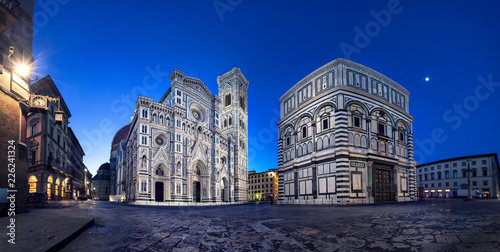 Florence at dusk. Panoramic view of Cathedral of Santa Maria del Fiore, Italy photo