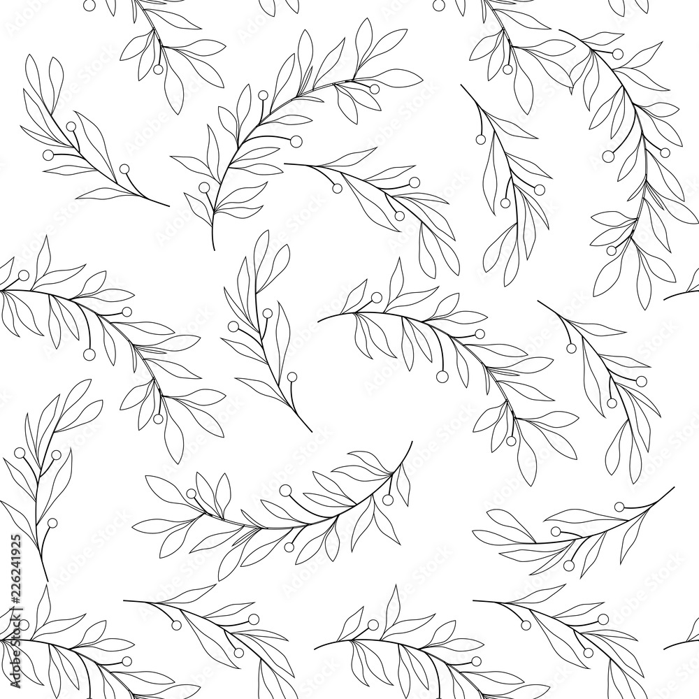 Fototapeta premium Floral bouquet vector pattern with small flowers and leaves