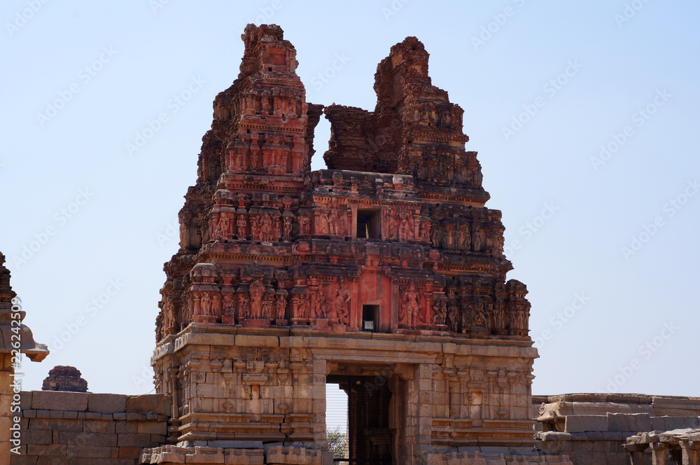 Gopuram (entrance tower) of the ancient temple Vittala, India, Hampi