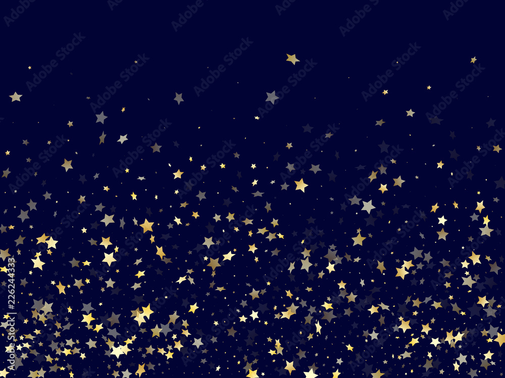 Gold gradient star dust sparkle vector background.