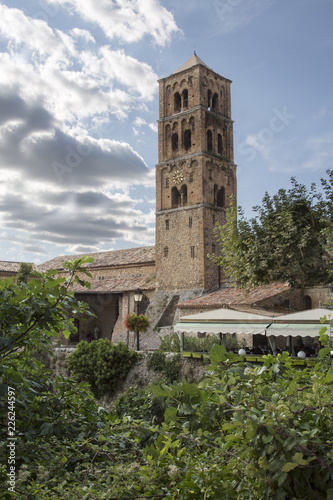 The tenth century village of Moustiers-Sainte-Marie in the Alpes-de-Haute-Provence with the tower of Notre-Dame-de-l'Assomption