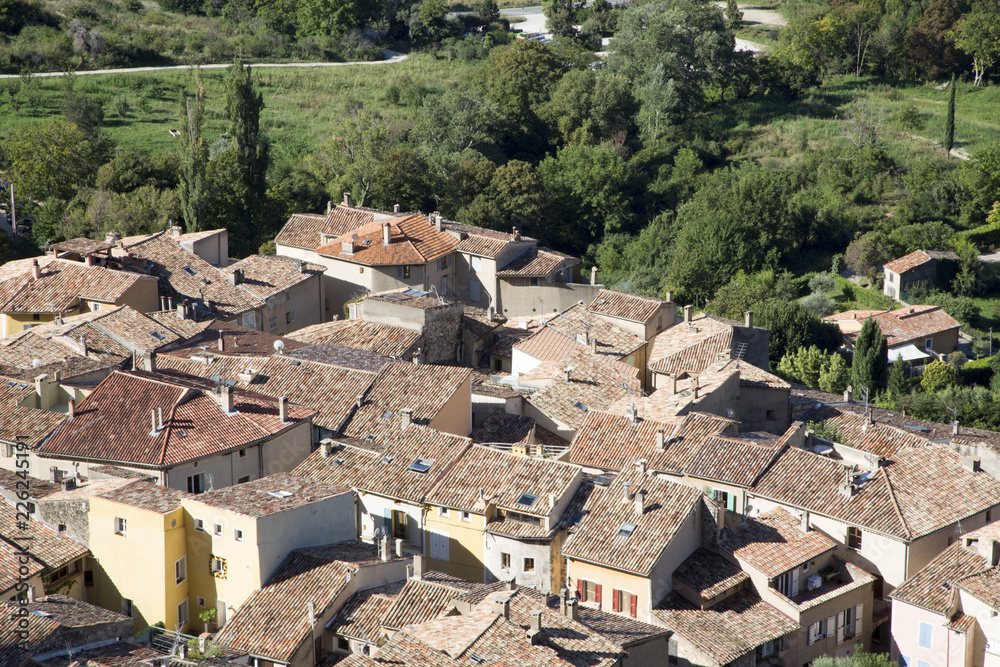 The tenth century village of Moustiers-Sainte-Marie in the Alpes-de-Haute-Provence. France.