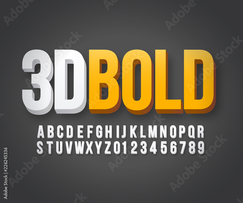 Modern 3d bold font vector